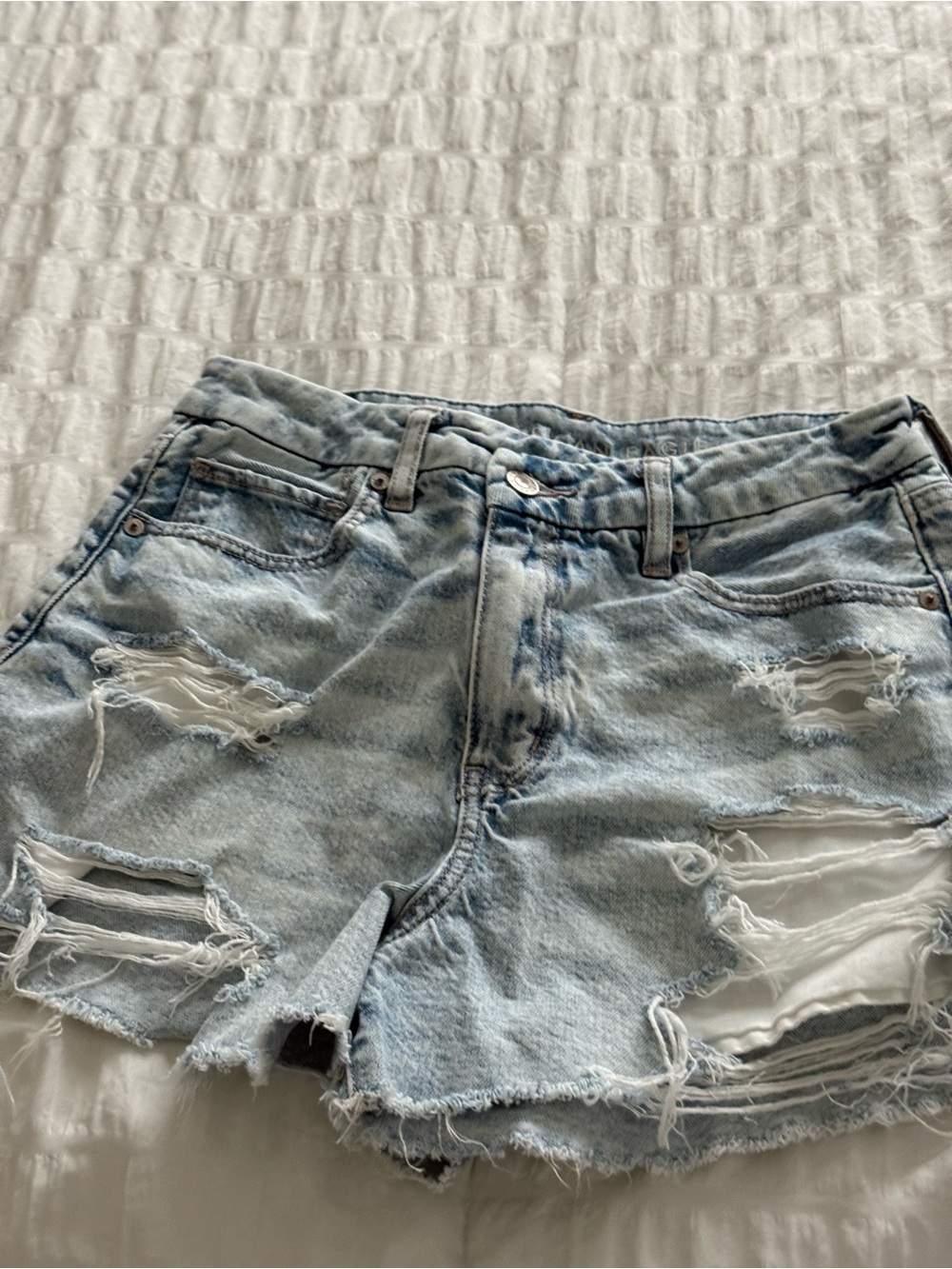American Eagle Outfitters Light Blue Distressed Jean Shorts